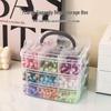 Transparent Beaded Jewelry Organizer Box with Compartments - Portable & Multifunctional