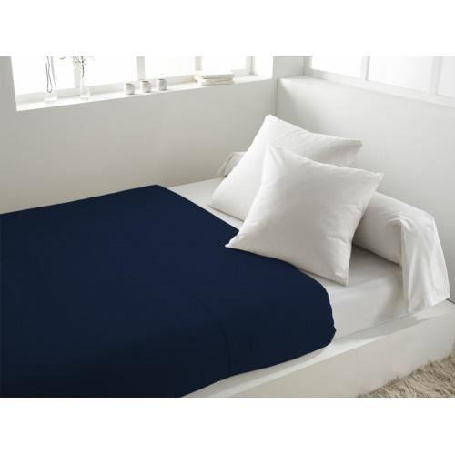 Drap plat - HOME DECO - 240x300 cm - 100% coton - 57 fils/cm² - Bleu marine