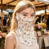 Lightweight Summer Face Mask Women Neck Sun Protection Mask Cotton Dot Print UV Full Coverage Gaiter Cover Foldable Scarf for Driving Cycling