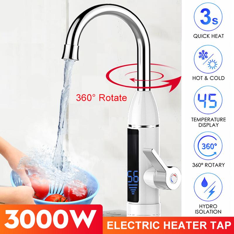 3000W Instant Tankless Electric Hot Water Heater Faucet  Temperature Display Kitchen Instant Heating Tap Water Heater With LED
