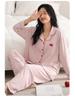 Women's Plus-Size Pure Cotton Long Sleeve Pajama Set with Breast Pads - High-End Spring/Autumn Home Wear