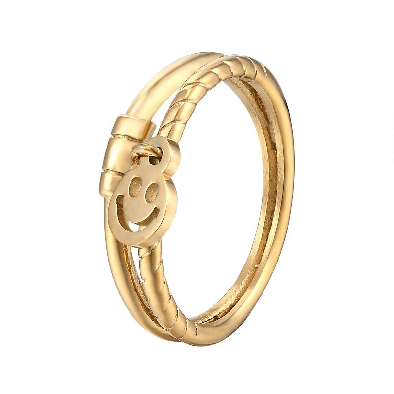 Koreanischer Einfacher Smiley-Gesicht Mode Ring Ins Stil Persönlichkeit Vielseitiger Ring Damen Titanstahl Schmuck