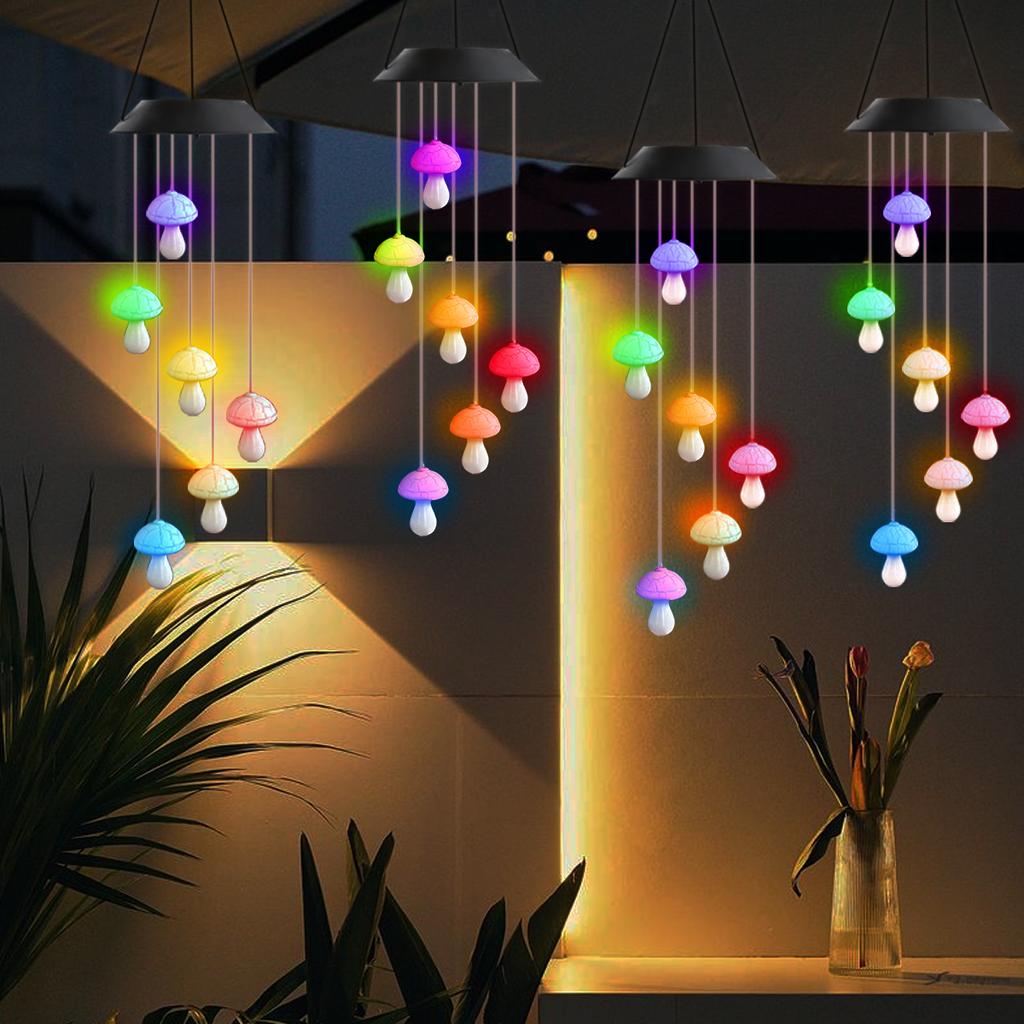 1ks Solární barevné světlo zvonkohry Venkovní vodotěsná závěsná mobilní lampa Pro domov Zahradu Dvůr Patio Festivalová dekorace