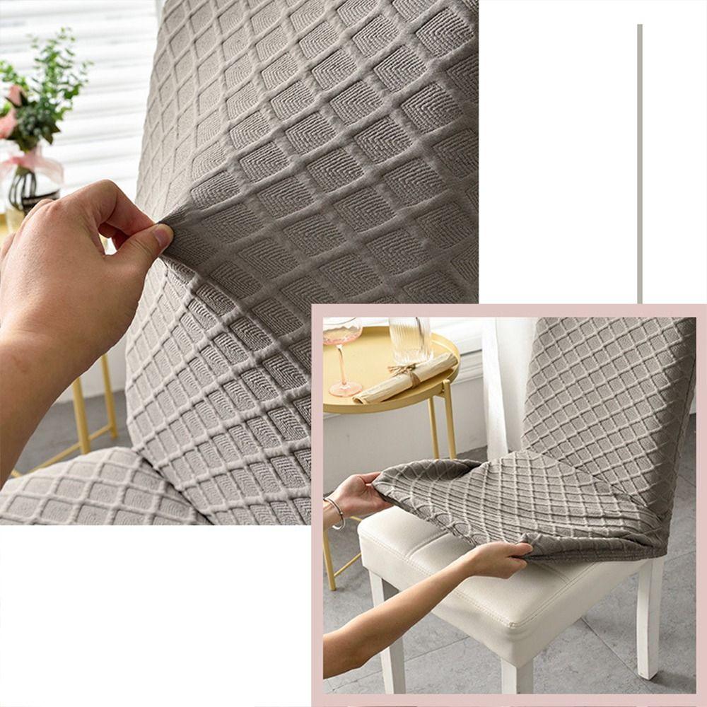 New Elastic Stretch Dining Chair Cover Dustproof Solid Color Jacquard Chair Cushion Cover Waterproof Chair Protectors Household