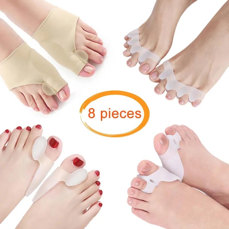 

8Pcs Silicone Hallux Valgus Correction Bunion Corrector Toe Straightener Foot Finger Separator Big Toe Protector Feet Spacer