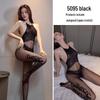 Black Open-Crotch Fishnet Stockings - No Need To Remove, Sleek and Sexy One-Piece, Perfect for a Seductive Night In.