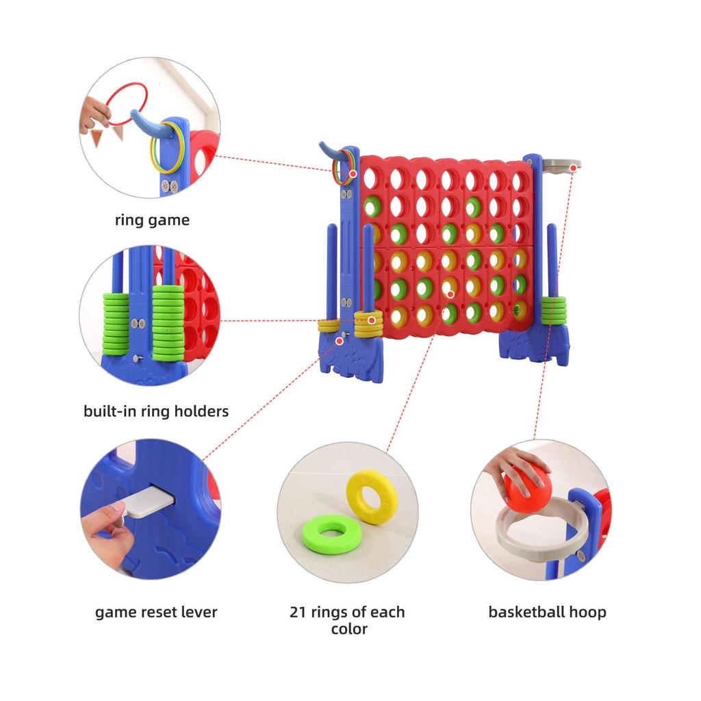 3D Giant Four-in-a-Row Chess Puzzle Game: Colorful Indoor/Outdoor Fruit Theme for Kindergartens