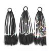 Short Dreadlocks Black Braided Ponytail Hair Extensions for Girls Colorful Beads Decorated Stylish Synthetic Hair Accessories Daily