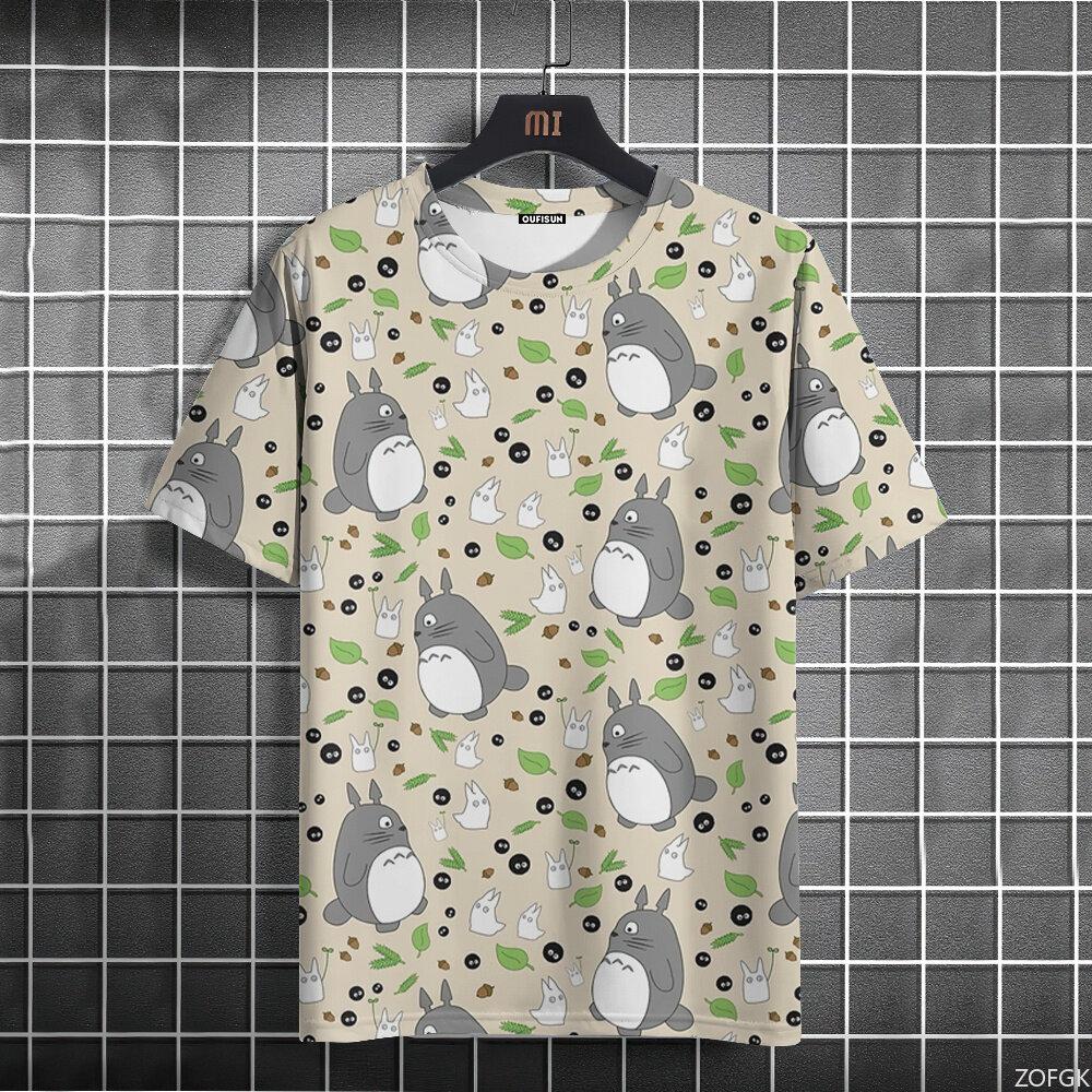 3D Anime Cartoon Totoro Cute Printed Short Sleeve Summer Casual Fashion Round Neck Personalized Loose T-shirt