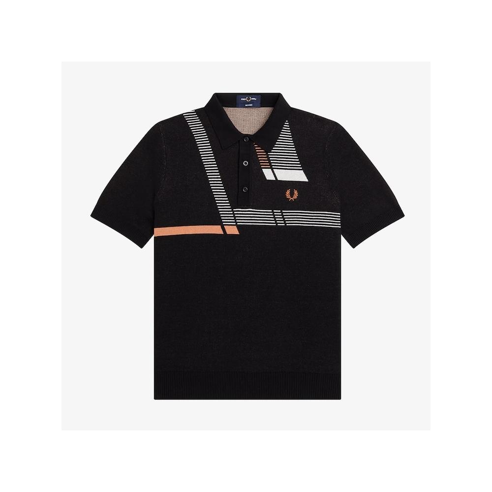 Fred Perry [headquarters Genuine] Fred Perry [reisses] Jacquard Glitch Knit Shirt  102  Afpm2315861 102 qzgAfpm2315861 102