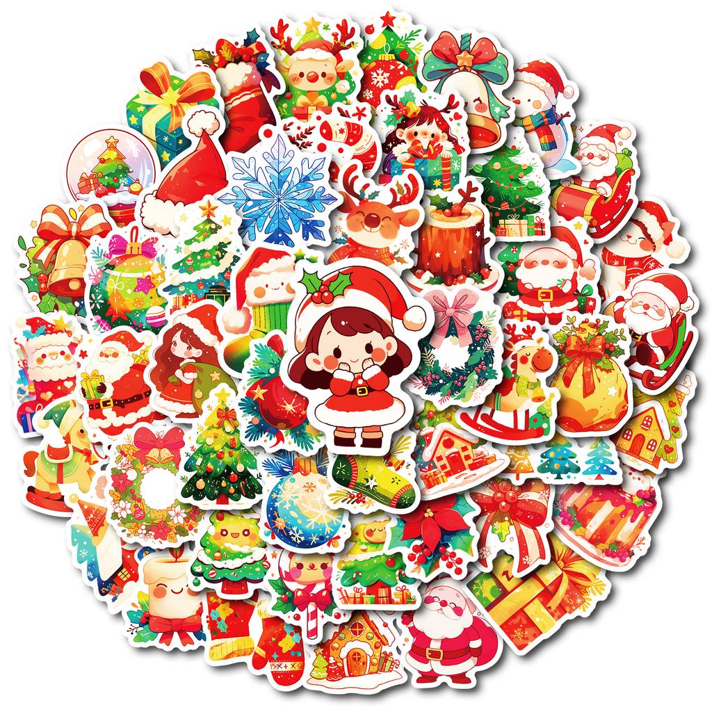 50 Pieces Of 24-Year-Old Red Sox Christmas Series Stickers Cartoon Cute Children'S Diy Decorative Cups Flatbed Motorcycles