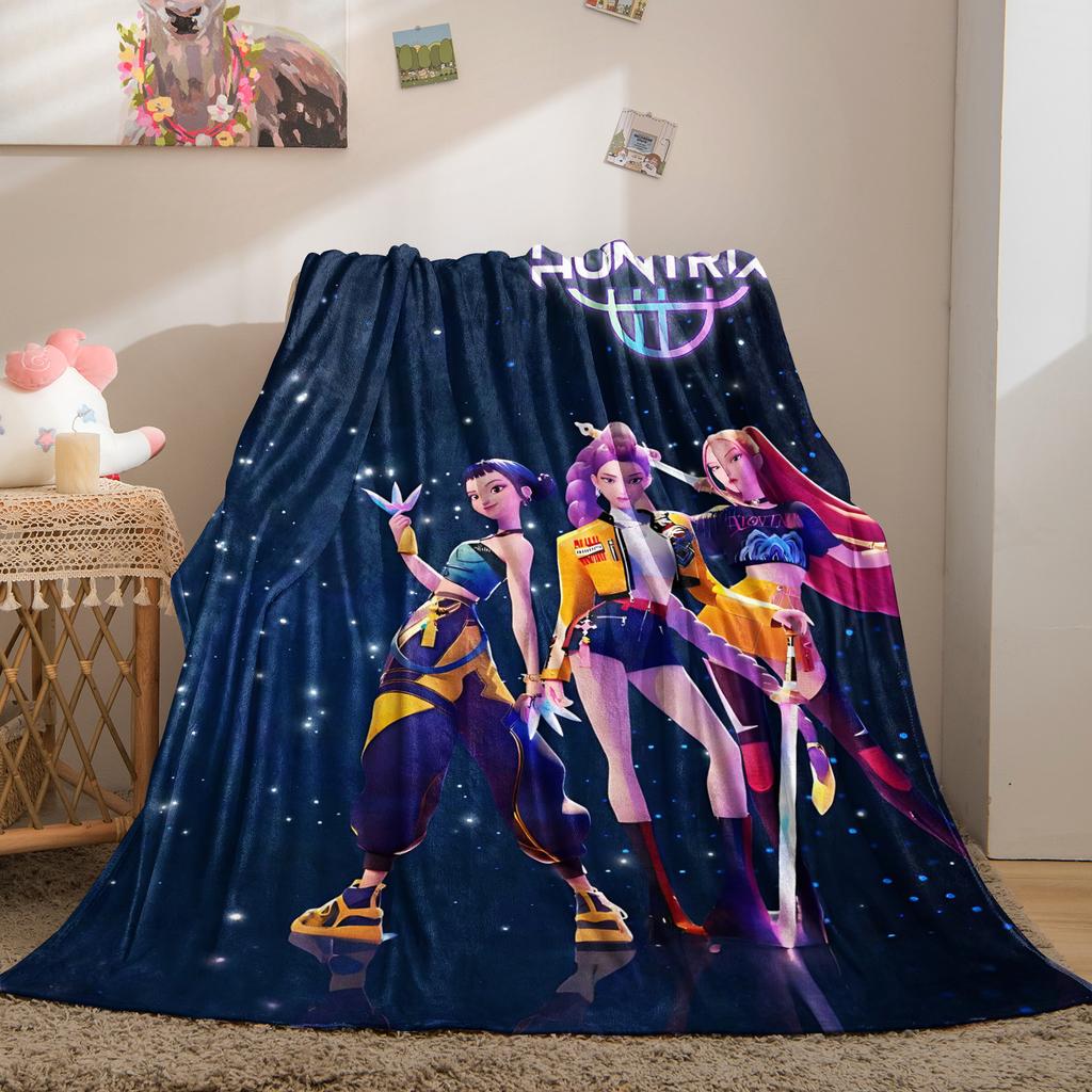 1PC Kpop Demon Hunters HUNTR/X Print Fleece Blanket for Adult Quality Super Soft Warm Blanket for Travel Office Home