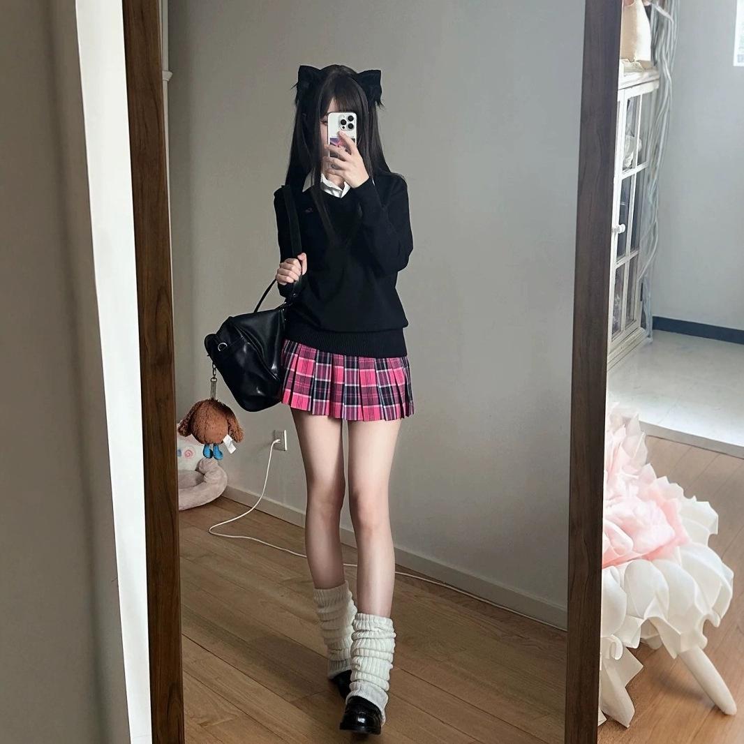 

Xiao Mei High-Waist JK Skirt: Layered College Style Mini for Autumn/Winter 2024 S Waist 62-66CM