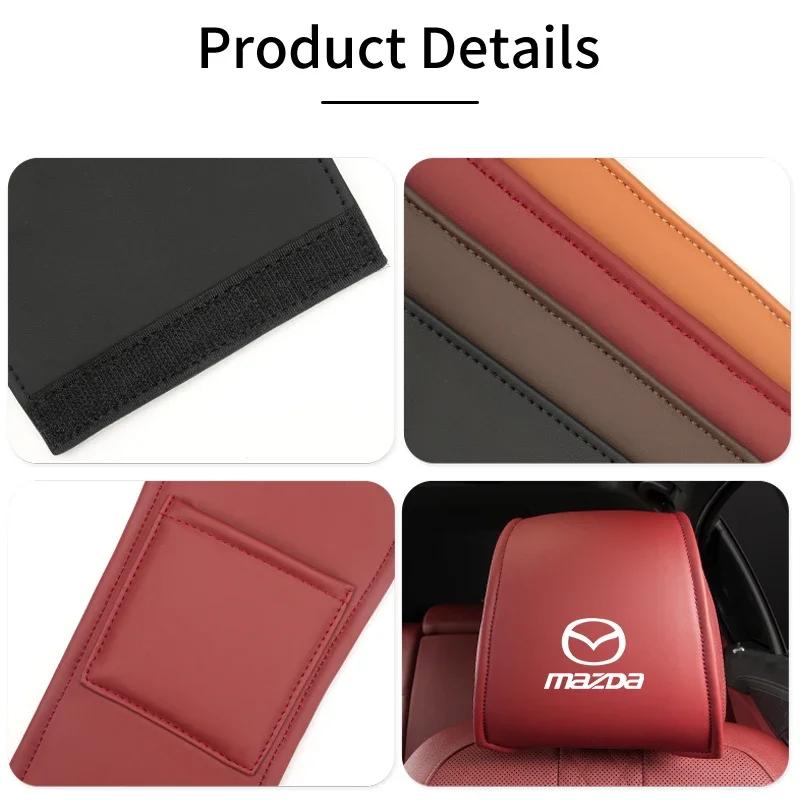 2025 Hot 2PCS Leather Car Seat Headrest Protective Cover Accessories For Mazda 6 3 2 CX5 CX7 323 Demio Axela Atenza CX9 MX3 MX5