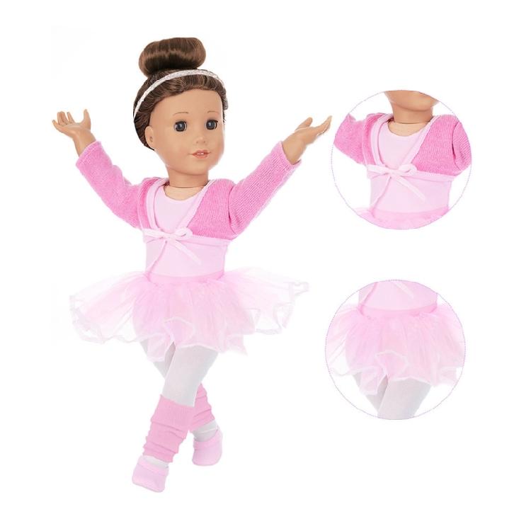 Atmungsaktives Ballett-Trainingsoutfit für 18-Zoll-Mädchenpuppen Elastisches Tutu-Kleid Einfach anzuziehen Kinder Rollenspiel-Spielzeugzubehör