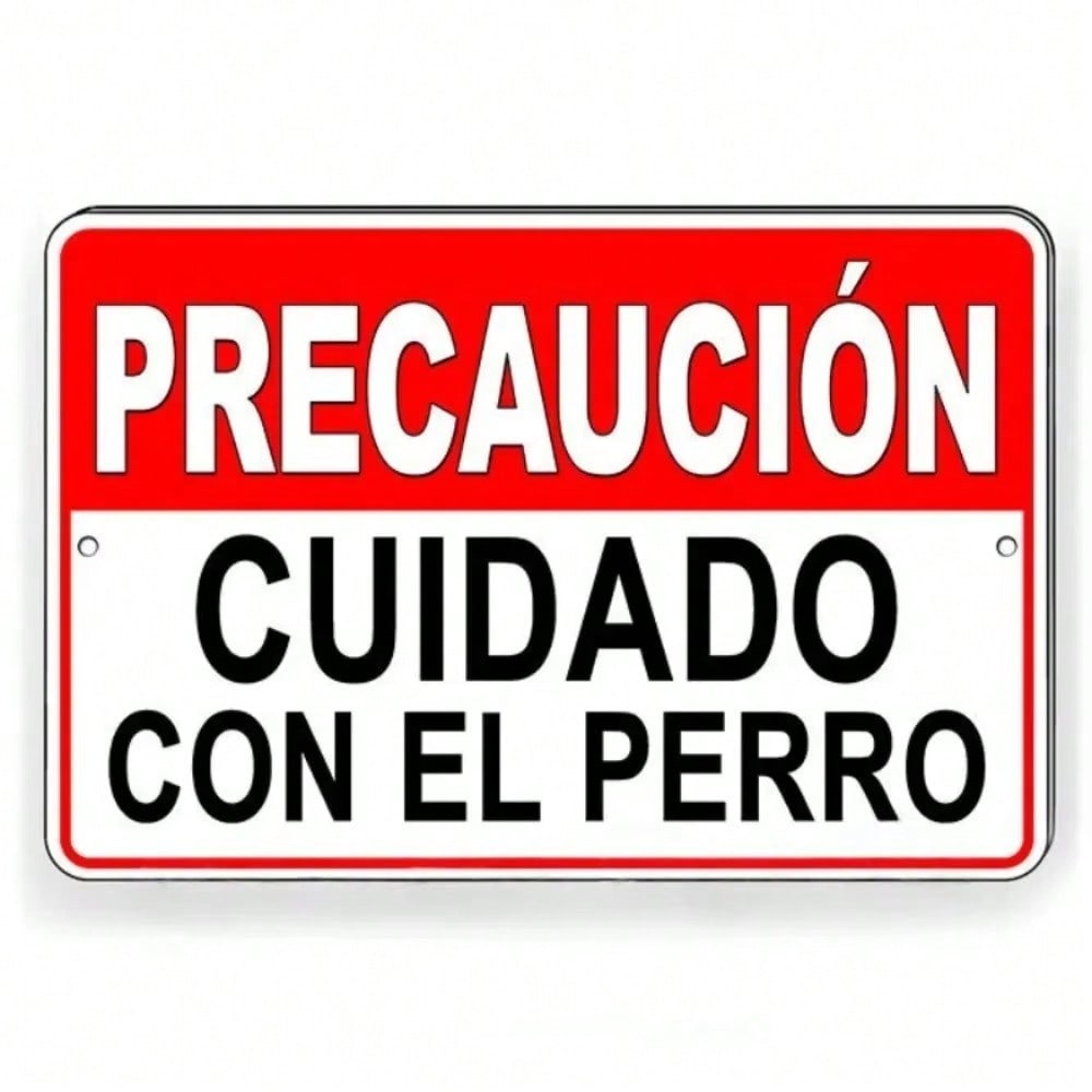 

Spanish Beware Of Dog Sign Precaución Cuidado Con El Perro Bite Warning Metal Decor 20x30 різнокольоровий