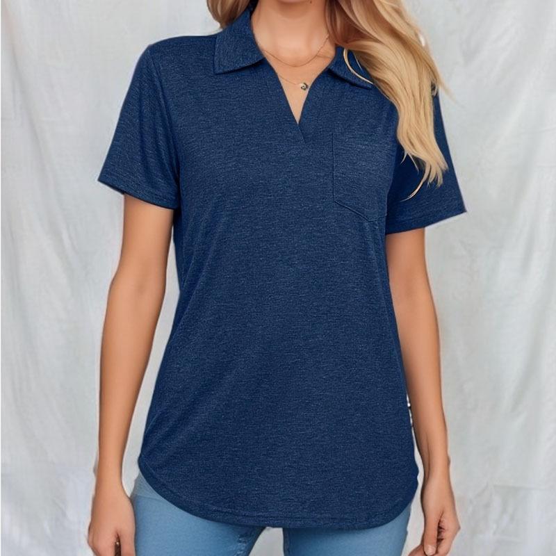 

GMXIA женские модные повседневные летние однотонные блузки и рубашки с v-образным вырезом и короткими рукавами с принтом XL темно-синий