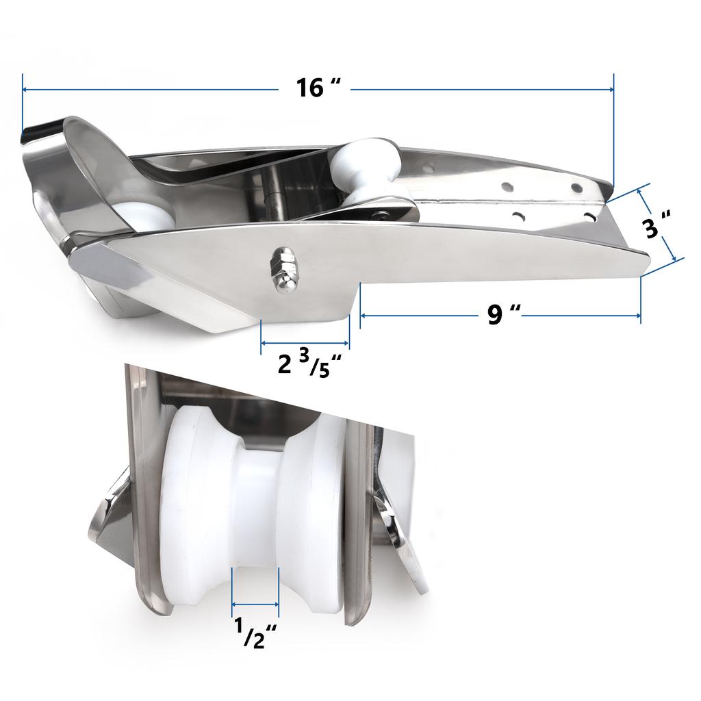 HANSE MARINE Boat Parts Stainless Steel Selflauching Anchor Bow Roller Mirror Polished for Marine Boat Yacht