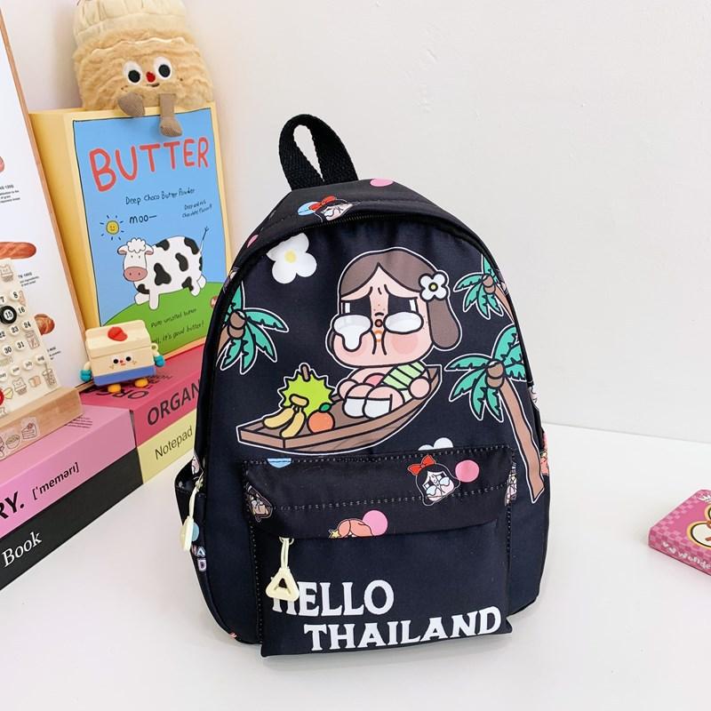 

Новая модная повседневная школьная сумка-рюкзак для детского сада для девочек, милый мультяшный рюкзак для снижения нагрузки, рюкзак для учеников начальной школы, тренд чёрный