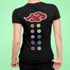 Naruto Akatsuki Logo Red Clouds and Ring Ring Symbols Anime Organic T-Shirt Women's