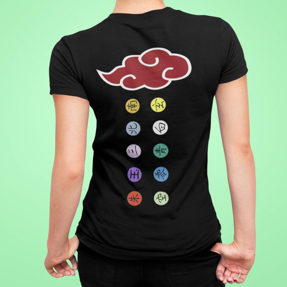 Naruto Akatsuki Logo Red Clouds and Ring Ring Symbols Anime Organic T-Shirt Women's