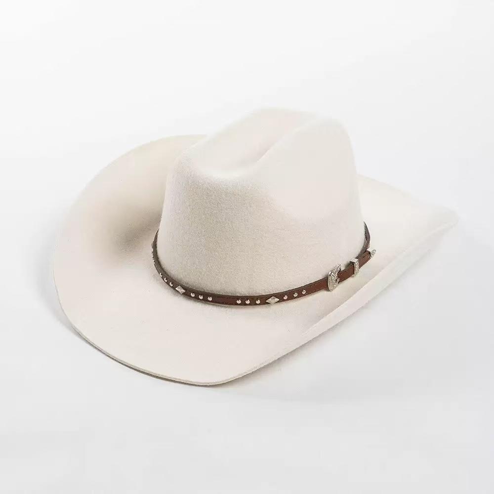 Big Size Men's 100% Wool Western Cowboy Fedoras Hats Unisex Vintage Wide Brim Jazz Felt Hat  Church Gentleman Caps 55/57/59/61cm