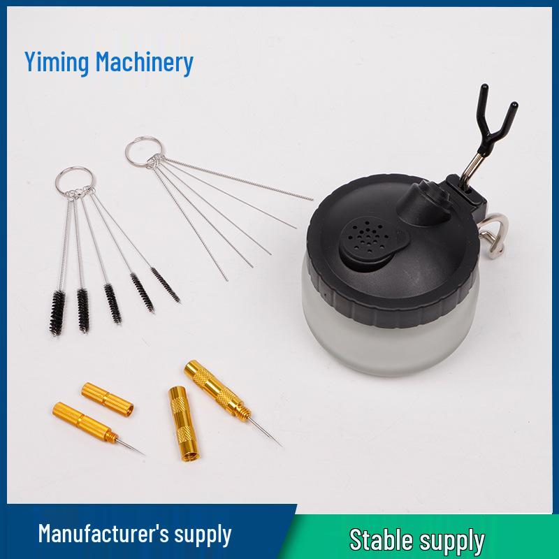 Airbrush Cleaning Pot with Glass Bottle & Metal Stand – Professional Waste Collection Tool