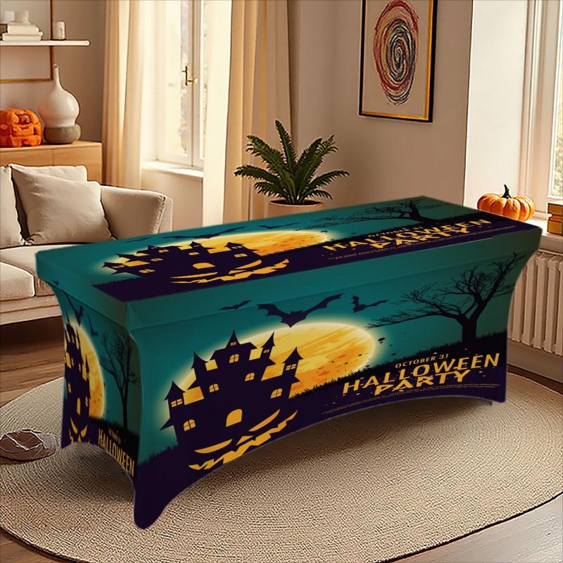 Halloween Printed Stretch Tablecloth Milk Fabric Outdoor Party Decor