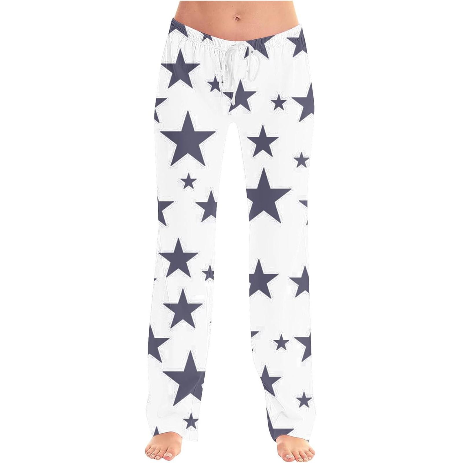

Женские модные свободные повседневные брюки со звездным принтом XL белый