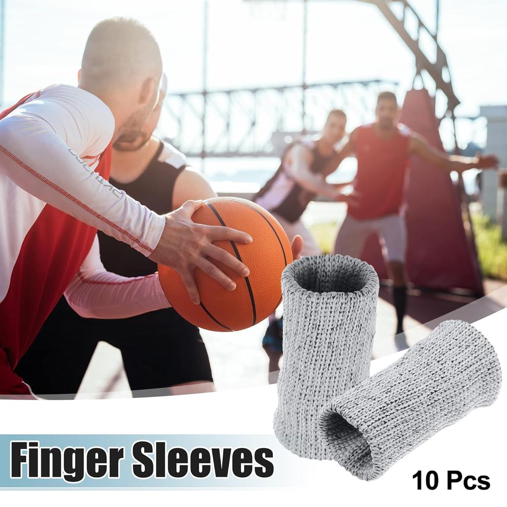 VOCOSTE 10 Pcs Breathable Finger Sleeves, Thumb Braces Support Elastic Compression Protectors for Relaxing Pain Arthritis Trigger Finger, Gray
