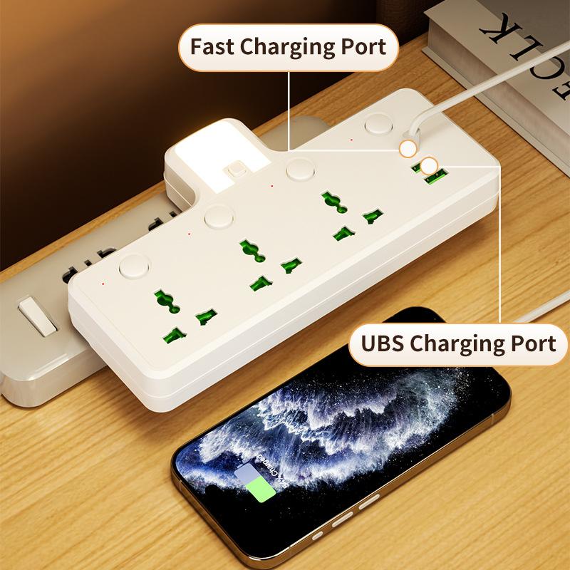 British Standard Hong Kong Malaysia Singapore One to One Multi hole Universal Port with Night Light USB Travel Socket Converter
