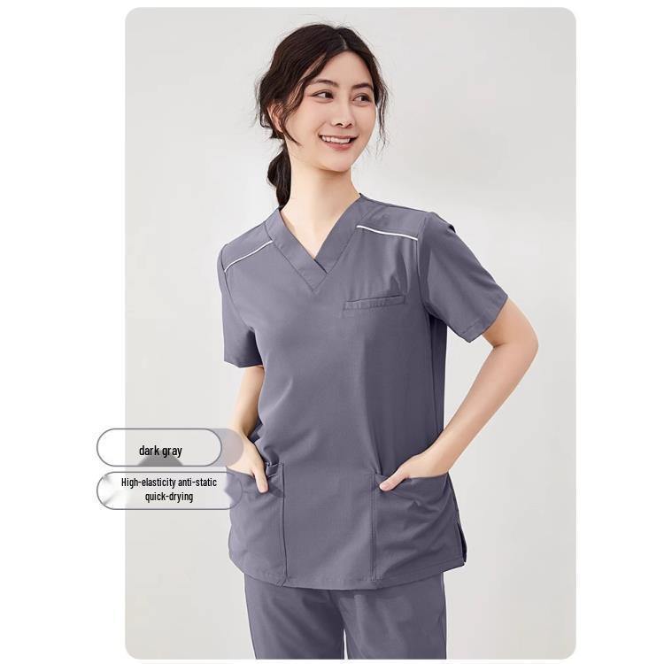Fleece-Lined Stretch Scrub Suit: Long Sleeve, Quick-Drying for Men & Women, Ideal for Medical Staff In Autumn/Winter.