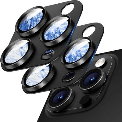 2PCS Black Titanium Camera Lens Protector Cover for iPhone 16 Pro Max 15 Plus 14 13 Mini 12 11 16Pro 2024 Protection Protective Film Phone Accessories