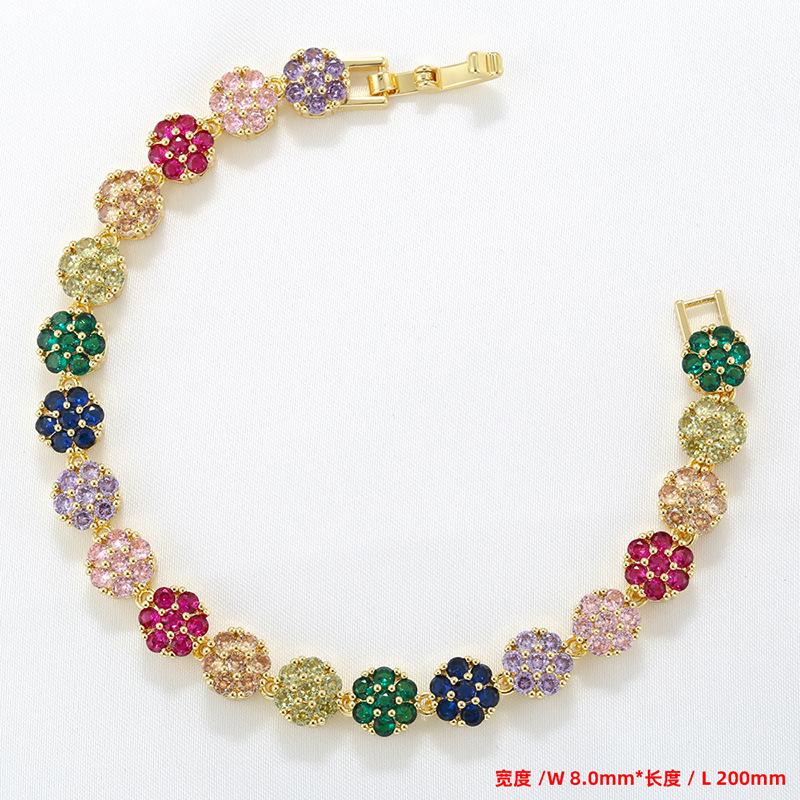 Temperament Light Luxury Copper Inlaid Diamond Flower Petal Bracelet Necklace Tennis Flower Jewelry Set Vl526-527