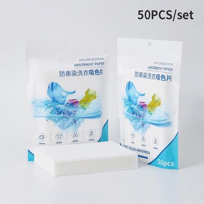 50 PCS Color-absorbing Paper Laundry Tablets Fabric Color Absorber Anti-Staining Clothes Sheets Anti Cross Dyeing Absorbent Paper