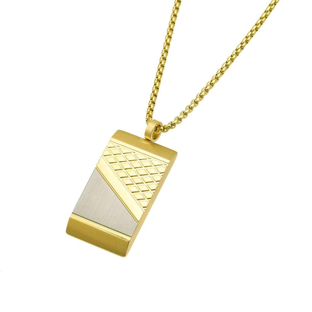 European and American Trend Square Sweater Chain Necklace Retro Hip-hop Titanium Steel Pendant Necklace for Men