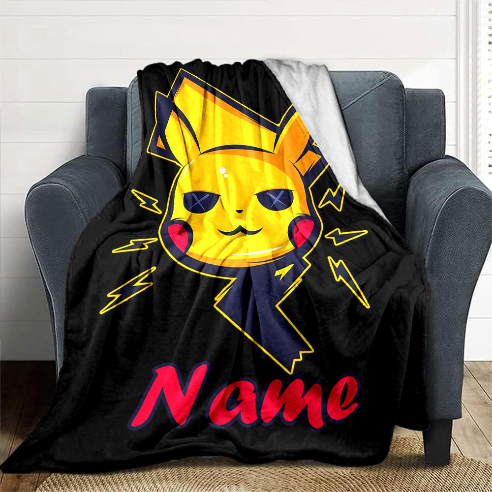 Pikachu Lightning Bolt Digital Printed Fleece Blanket Lightweight Blanket For Sofa Bed Travel Camping Living Room Office Sofa Chair And Bed Soft And