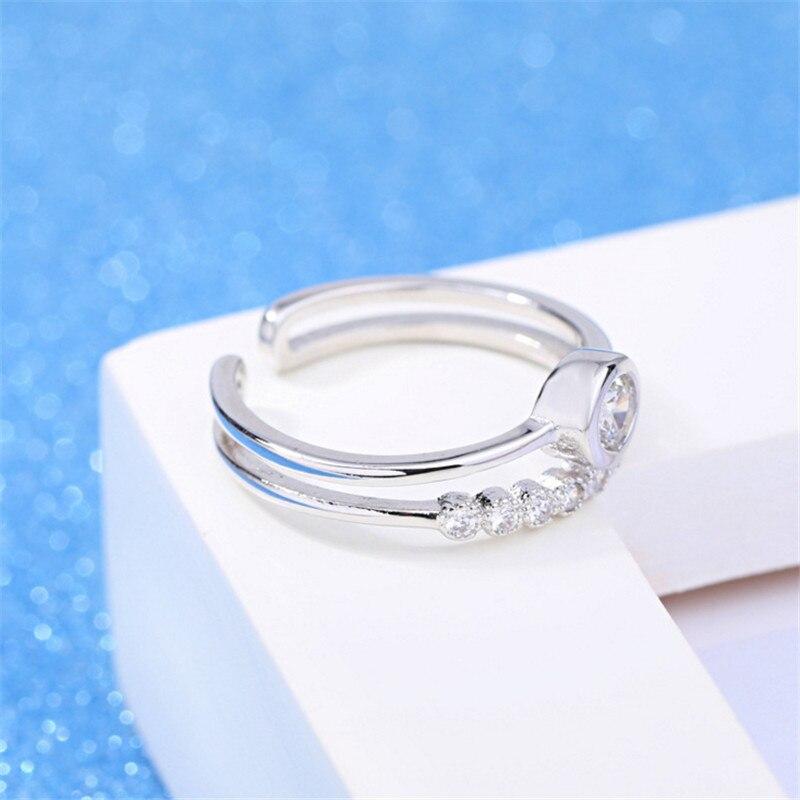Women 'S Classic Double Layers Inlaid Round Aaa Zircon Open Style Ring Adjustable Ladies Fashion Jewelry R0194