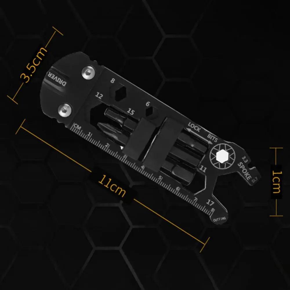 16 v 1 přenosný šroubovák z nerezové oceli pravítko Multifunkční klíč na horskou cyklistiku MTB na opravu jízdních kol