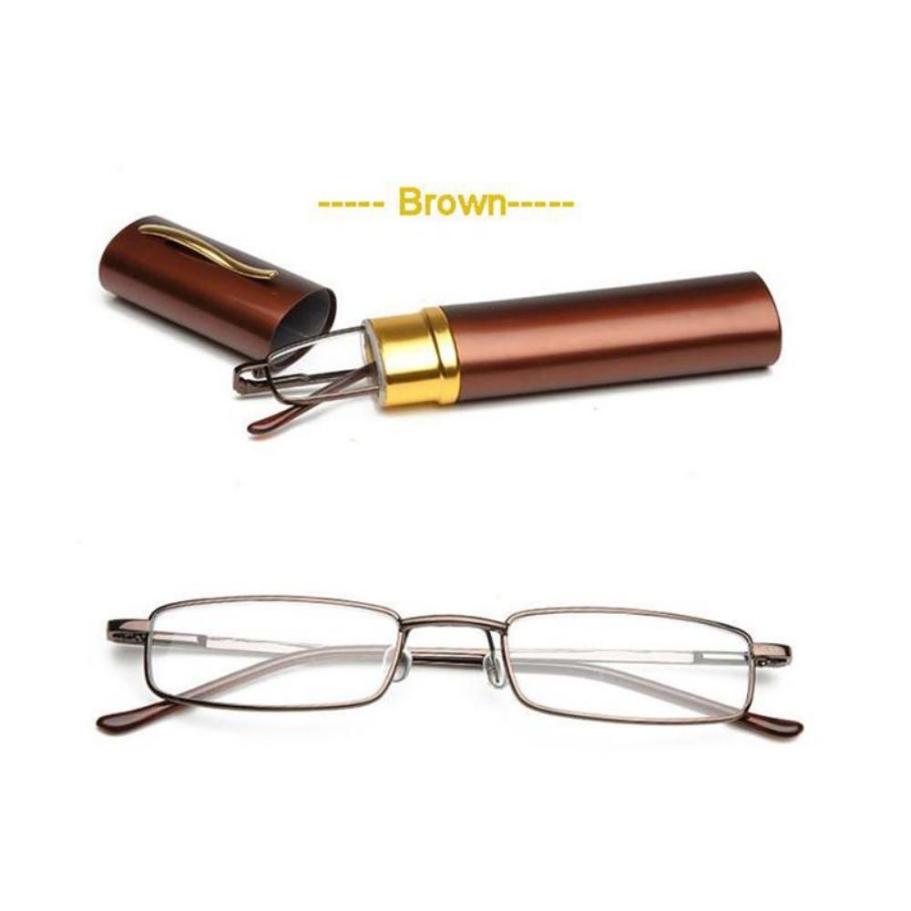 

Eso Vision Мини Очки для Чтения Женские и Мужские Туба Очень Маленькие Металлические Очки для Чтения Черные Розовые с Футляром-Ручкой Женские Мужские +400