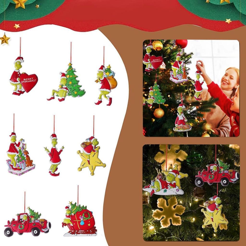 Green Enchanting Monster Christmas Decor Vibrant Acrylic Hanging Ornament For Auto