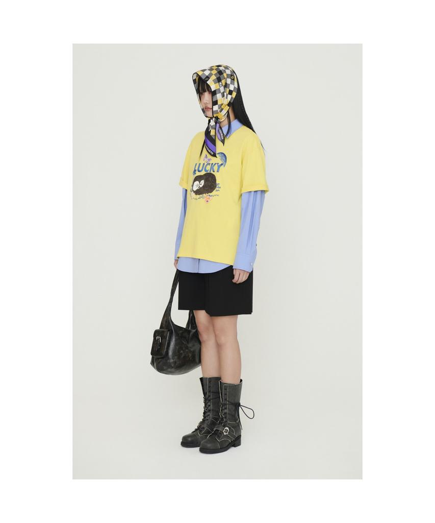 LUCKY CHOUETTE Fabric Belt Sideband Shorts (Black)_Lfpom25200Bkx