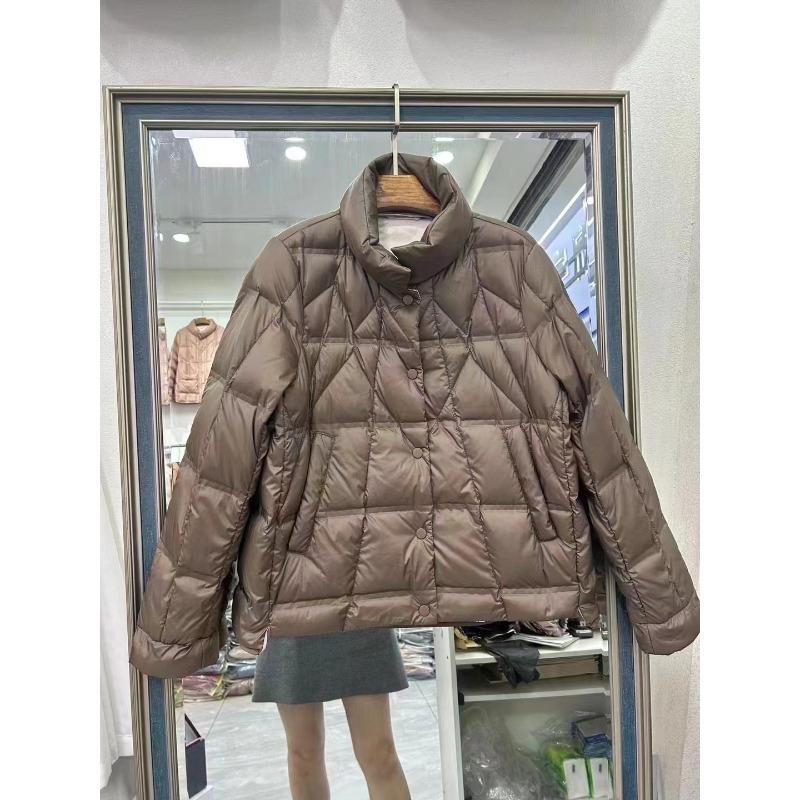 Autumn Winter Lightweight Puffer Jacket Women Long Sleeve Single Breasted Down Coat Short Parkas
