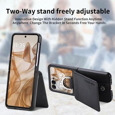 Custodia Multifunzione con Fessure per Carte in Pelle con Motivo Litchi per Motorola Razr 60 50 Ultra 40 2025 Razr + 2024 Porta Anello Antiurto Copertura a Flip