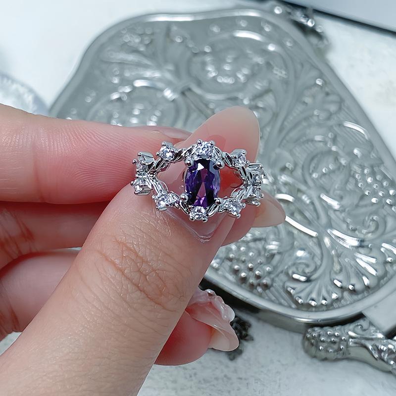 Lila farbener Schatz Zir*****Stiftring, Leichter Luxus, Hohes Gefühl, Exquisiter Super-Fee-Persönlichkeitsring