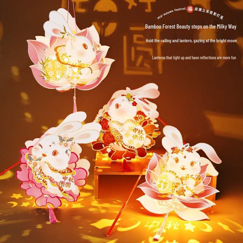 Mid-Autumn Festival Luminous Rabbit Flower Lantern DIY Kit for Kids