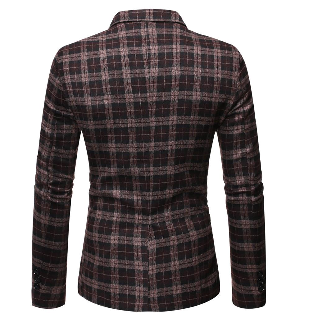 Men's New Stylish Casual Plaid Business Wedding Party Outwear Coat Suit Tops