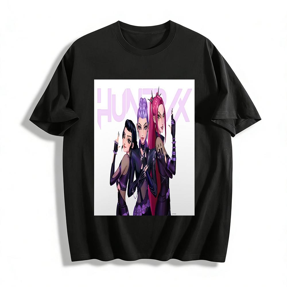 

Women s Edgy HUNTERX Girl Group Print Top Gothic Grunge Style Slim Fit Long Sleeve Tee Pure cotton T-shirt XXS