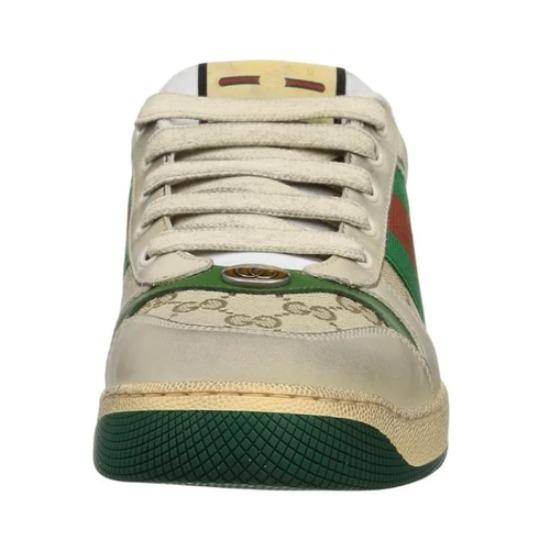 Gucci Screener Leather GG Enameled Aged Lace-up Low Fashion Board Shoes Men's