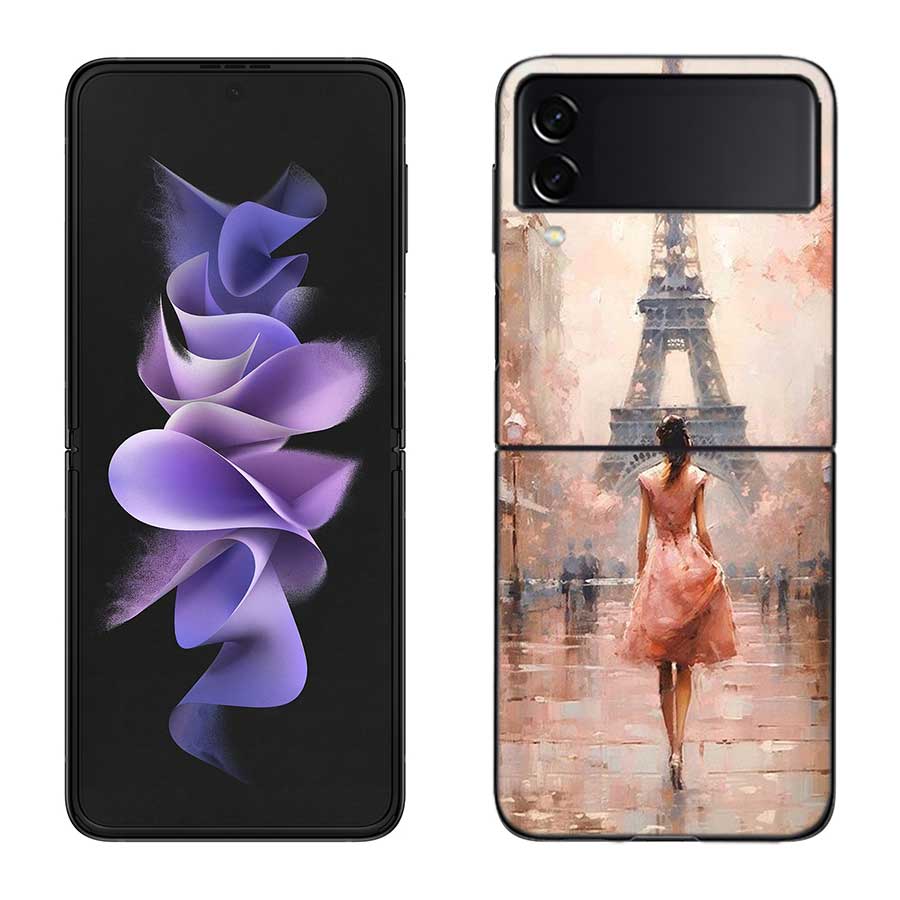 Artist London Painting Oil Painting Case For Samsung Z Flip 6 5G Galaxy Z Flip 5 4 3 5G Black Hard Cell Phone Cover Luxury PC Sh